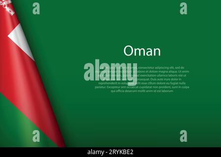 3d national flag Oman isolated on background with copyspace Stock Vector