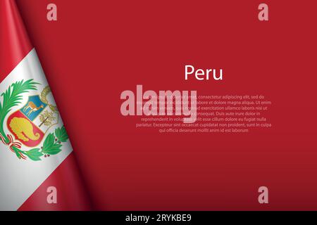 3d national flag Peru isolated on background with copyspace Stock Vector