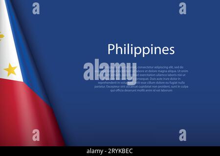3d national flag Philippines isolated on background with copyspace Stock Vector