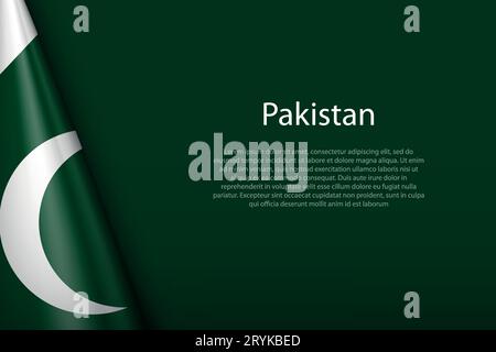 3d national flag Pakistan isolated on background with copyspace Stock Vector