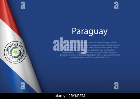 3d national flag Paraguay isolated on background with copyspace Stock Vector