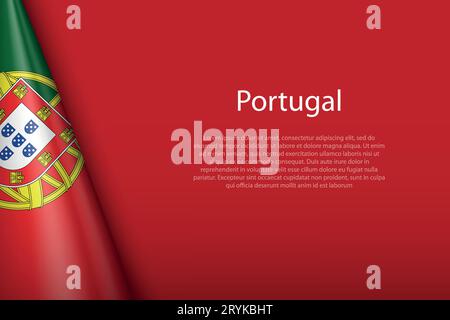 3d national flag Portugal isolated on background with copyspace Stock Vector