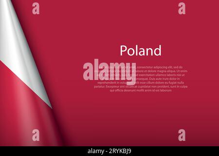 3d national flag Poland isolated on background with copyspace Stock Vector