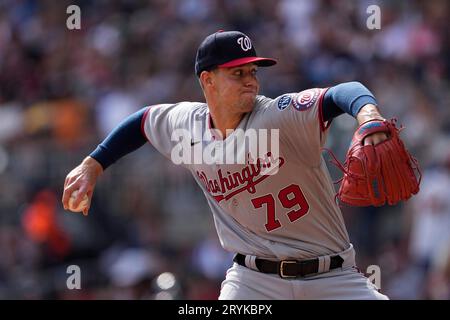 This is a 2022 photo of Jackson Rutledge of the Washington Nationals baseball  team. This image reflects the Washington Nationals active roster Wednesday,  March 17, 2022, in West Palm Beach, Fla., when