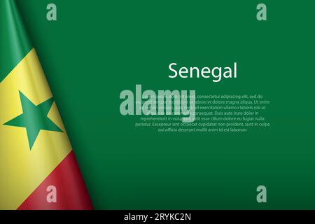 3d national flag Senegal isolated on background with copyspace Stock Vector