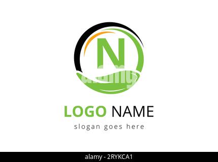 Letter N With Charity Logo Template. Stock Vector