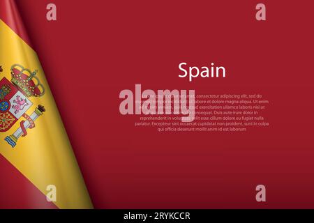 3d national flag Spain isolated on background with copyspace Stock Vector