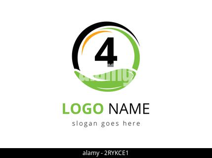 Letter 4 With Charity Logo Template. Stock Vector