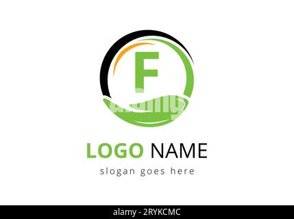 Letter F With Charity Logo Template. Stock Vector