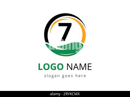 Letter 7 With Charity Logo Template. Stock Vector