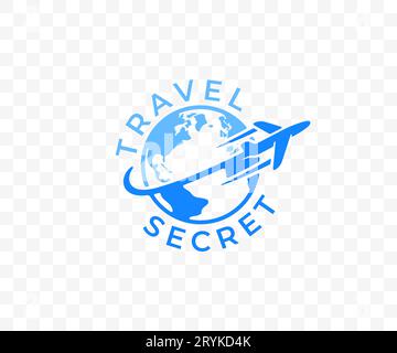 Airplane or plane flying around the globe or planet, graphic design. Travel, traveling, transportation, earth, aircraft and aeroplane, vector design Stock Vector