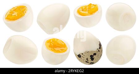 Quail eggs isolated on white background, collection Stock Photo