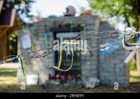 Maidan square paying tribute to fallen fighters in Kiev - Ukraine Stock Photo