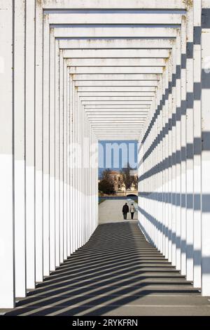 Avenue of the Gates of Heaven, modern cloister in the Bauhaus style, Schwerin, Germany, Europe Stock Photo