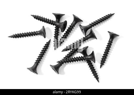 Group of Drywall screws isolated on white background Stock Photo