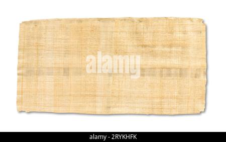 Old brown papyrus texture isolated on white background. Banner ...