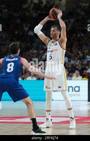 Rudy Fernández  of Real Madrid during ACB League match between Real Madrid and Barcelona at WiZink Center on October 1, 2023 in Madrid, Spain. Stock Photo