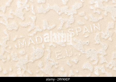 Made in Spain text on the back side of a ceramic tile Stock Photo