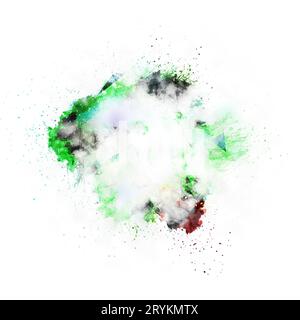Explosion of colored powder isolated on white background. Abstract colored background Stock Photo