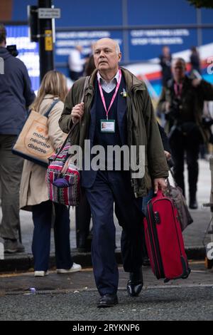 Manchester on Sunday 1st October 2023. Sir Iain Duncan Smith MP during the Conservative Party Conference at Manchester Central Convention Complex, Manchester on Sunday 1st October 2023. (Photo: Pat Scaasi | MI News) Credit: MI News & Sport /Alamy Live News Stock Photo
