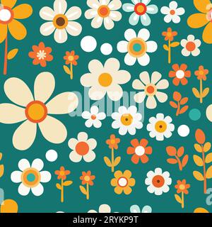 Flowers seamless pattern, vector template Stock Vector