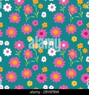 Flowers seamless pattern, vector template Stock Vector