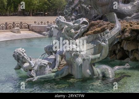 Bordeaux, Bordeaux, France - June 6th 2019 - The Monument aux Girondins close up looking at soe sea cherubs Stock Photo
