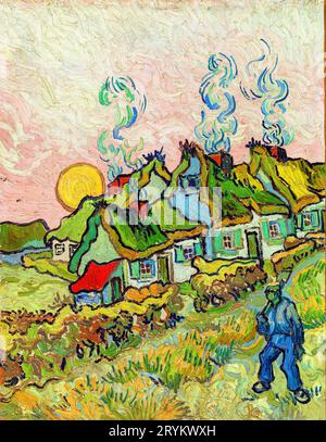 Houses and Figure by Vincent van Gogh Stock Photo