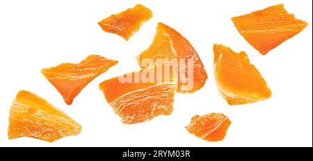 Dried chopped carrots isolated on white background Stock Photo