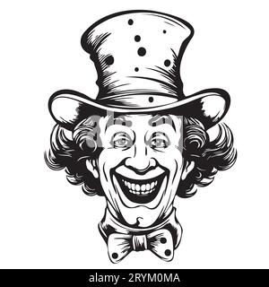 Smiling clown retro sketch hand drawn sketch Vector Stock Vector