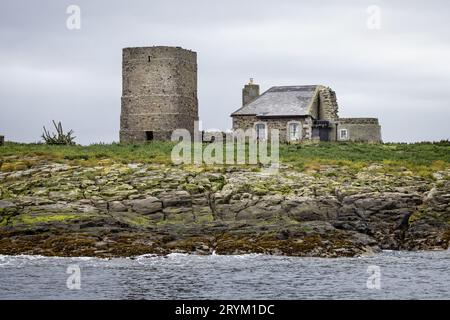 Remains of the Old Lighthouse on Staple Island in The farne Islands, Northumberland, UK on 23 September 2023 Stock Photo