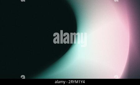 Abstract blurred light grainy color gradient wave on black background, noise texture wide banner header poster with copy space Stock Photo