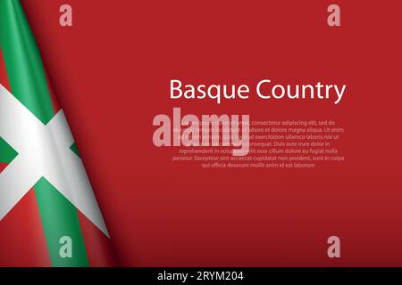 3d flag Basque Country, community of Spain, isolated on background with copyspace Stock Vector