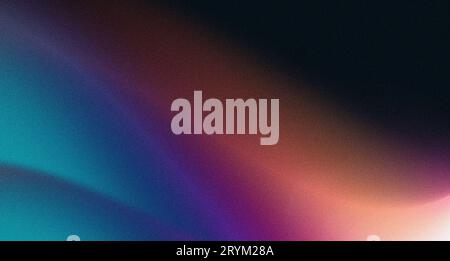 Blue orange purple black grainy gradient dark noise texture background, abstract header poster large banner design, copy space Stock Photo
