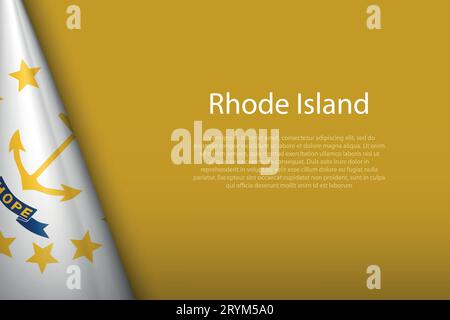 3d flag Rhode Island, state of United States, isolated on background with copyspace Stock Vector