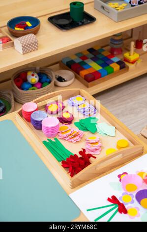 Classroom of Montessori kindergarten Stock Photo