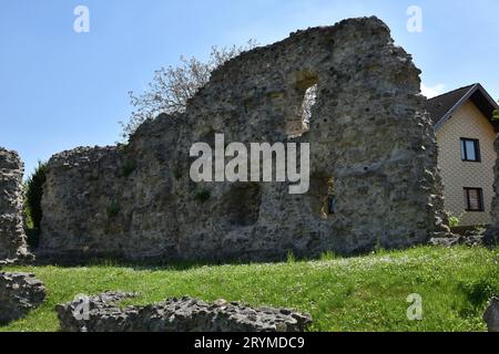 Wall rest of the roman fort cannabianca in Zeiselmauer, Austria Stock Photo