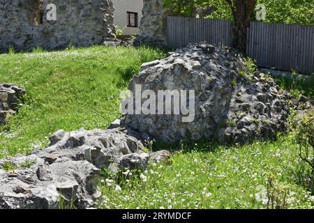 Wall rest of the roman fort cannabianca in Zeiselmauer, Austria Stock Photo