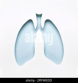 World Tuberculosis Day or World Lung Day concept. Minimal Paper Art. Blue Hole Lungs as symbol of healthy lungs Stock Photo