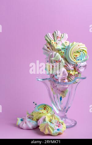 Colorful meringue swirl lollipop. Stock Photo