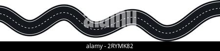 Winding highway road from top view. Flat vector illustration isolated ...