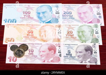 Turkish money - coins and banknotes Stock Photo