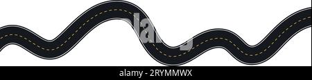 Winding highway road from top view. Flat vector illustration isolated on white background. Stock Vector