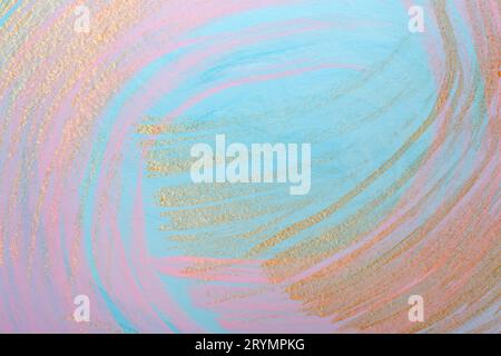 Golden brush strokes on pastel background. Dry brush technique. Hand painted background or texture for your design Stock Photo