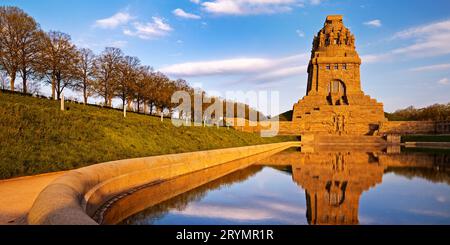Monument to the Battle of the Nations in the evening light, Leipzig, Saxony, Germany, Europe Stock Photo