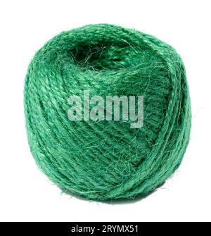 Skein of green thread on a white isolated background Stock Photo