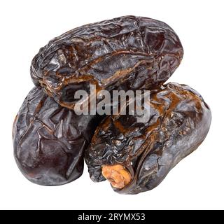 Ripe dates on white isolated background Stock Photo