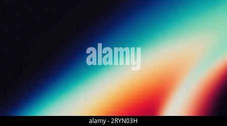 Vibrant retro psychedelic grainy gradient background orange blue abstract poster banner header cover design Stock Photo