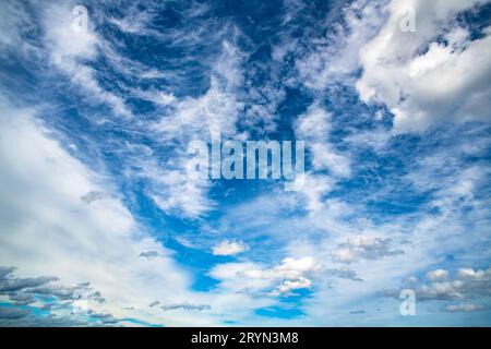 Highly detailed blue cloudy sky background Stock Photo