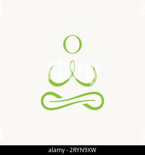 Logo design graphic concept creative abstract premium vector sign unique stock meditation yoga line with meta infinity Related to health care wellness Stock Vector